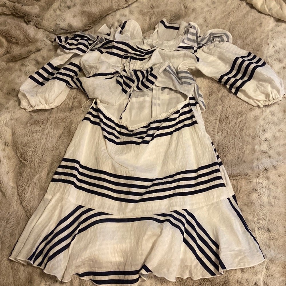 White and navy dress